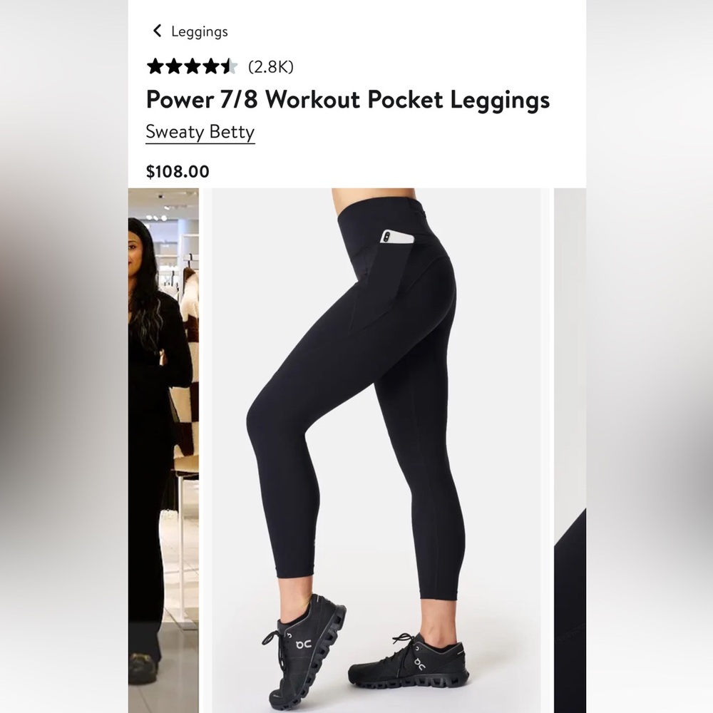Sweaty Betty Power 7/8 Workout Pocket Leggings black